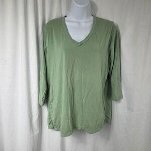 UV Skinz Shirt Womens XL Green V Neck 3/4 Sleeve UPF 50+ Tunic Top Casual
